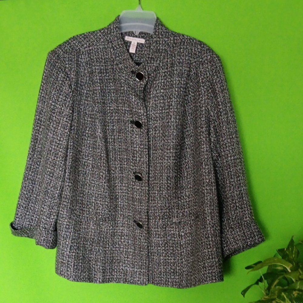 M Collection Black and Gray Tweed Blazer, Sz. 24W